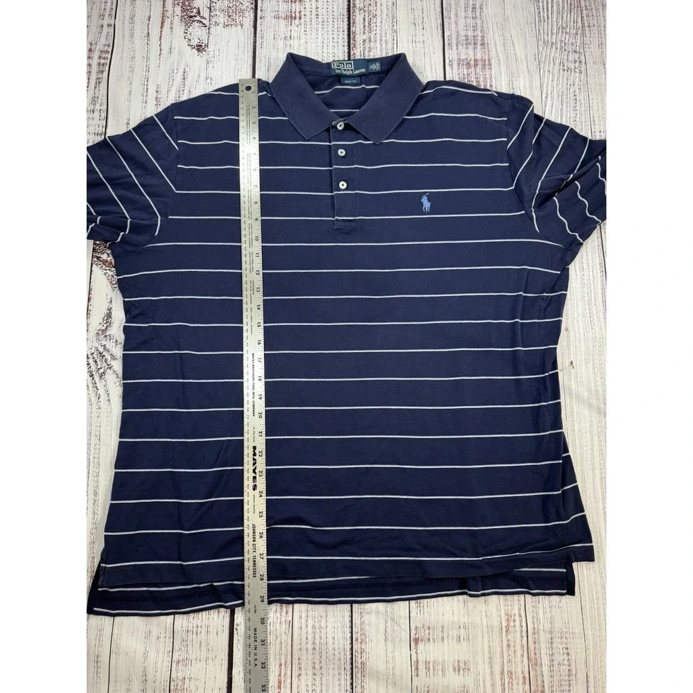 Polo Ralph Lauren Men's Shirt‎ Blue Striped Short Sleeve Size XL
